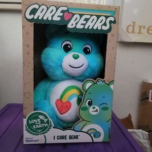 Care Bears Blue and White Stuffed Animal with Heart Belly Badge New In Box